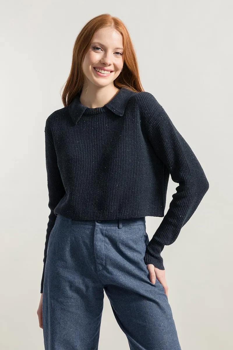Maglia Cropped Donna Cotone Jeans Rigenerato Martina