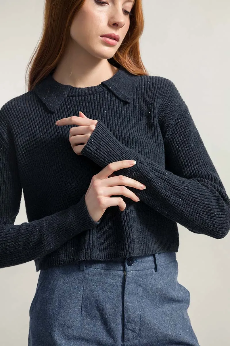 Maglia Cropped Donna Cotone Jeans Rigenerato Martina