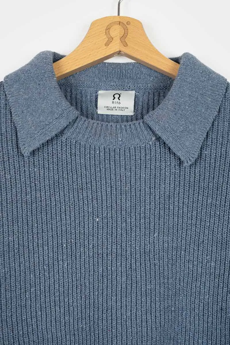 Maglia Cropped Donna Cotone Jeans Rigenerato Martina