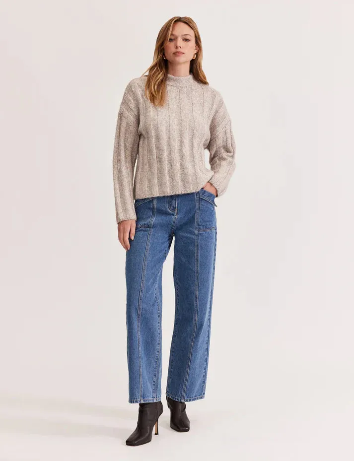 Maja Ribbed Jumper in Oat-Marle