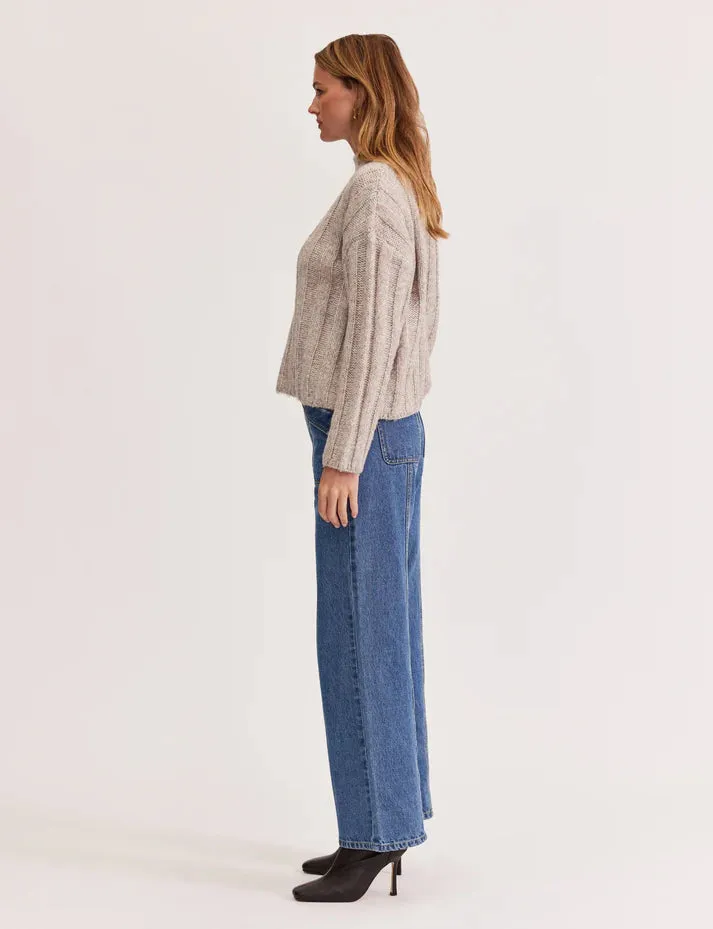 Maja Ribbed Jumper in Oat-Marle