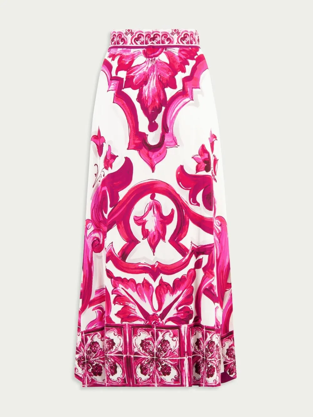 Majolica-Print A-Line Skirt