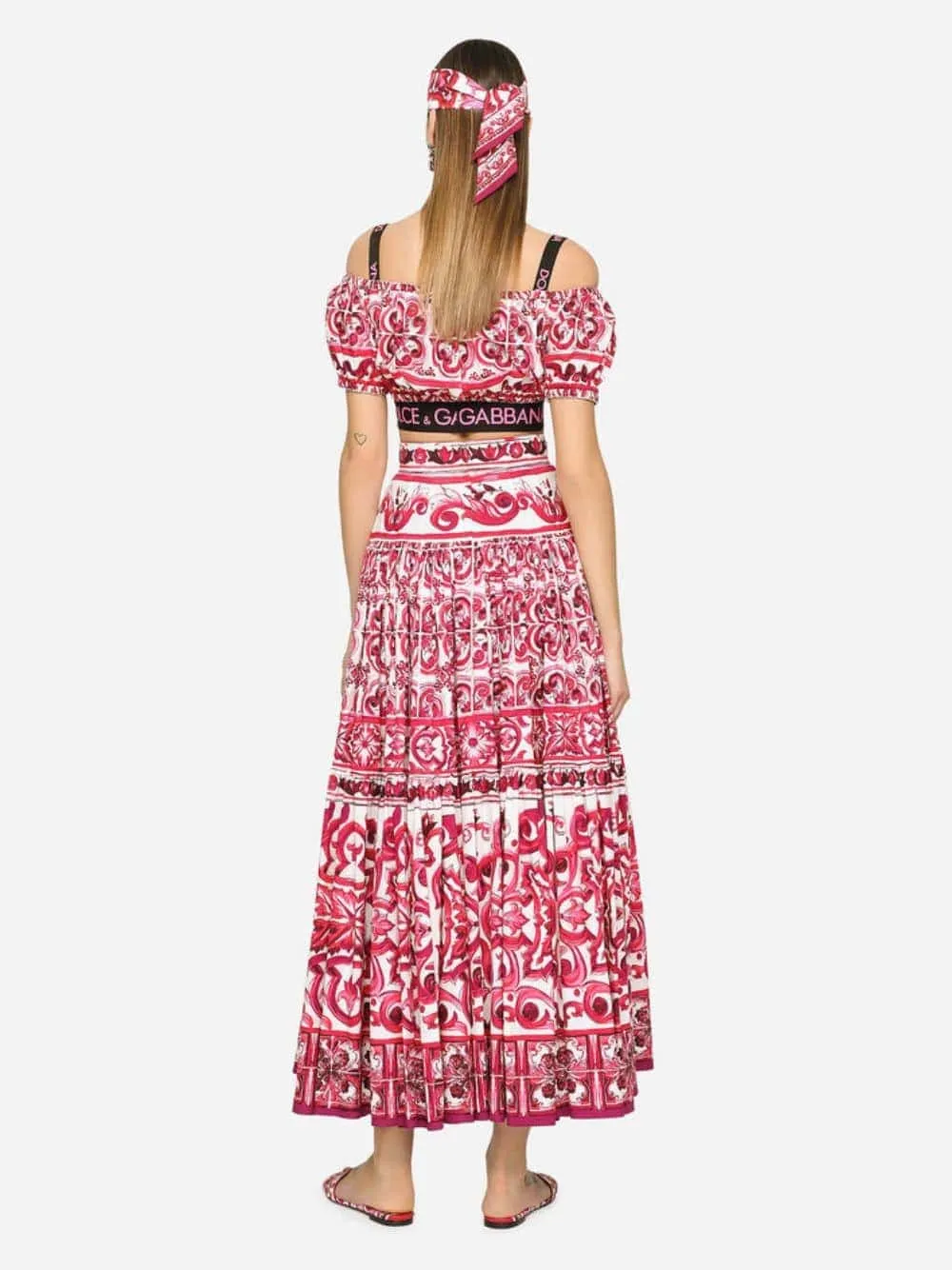Majolica-Print Maxi Skirt