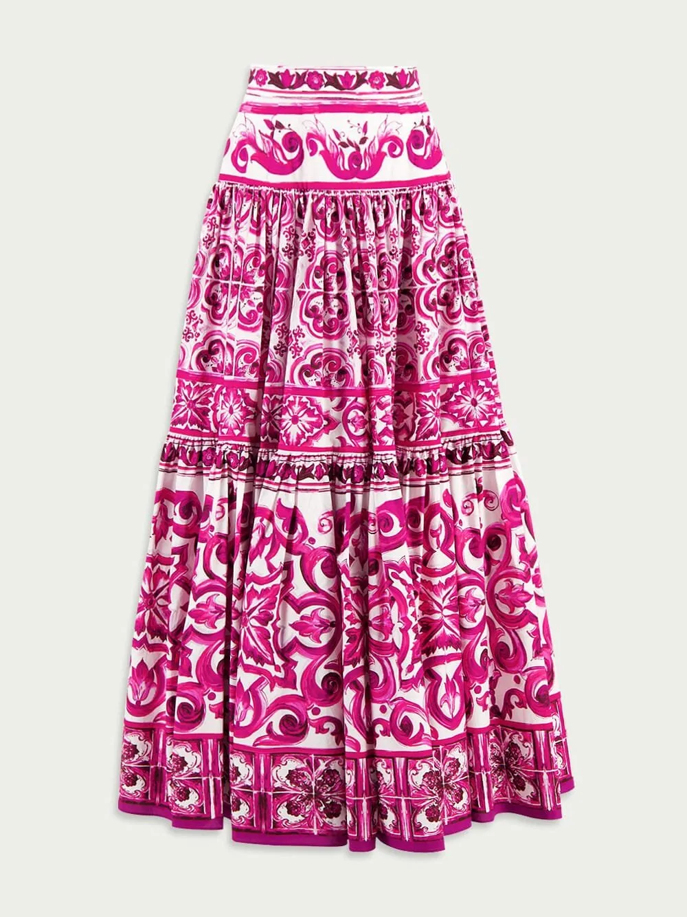 Majolica-Print Maxi Skirt