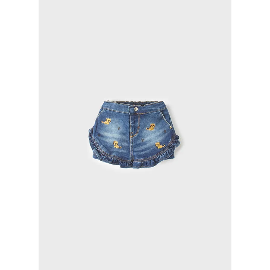 Mayoral Baby Girl Embroidered Denim Shorts