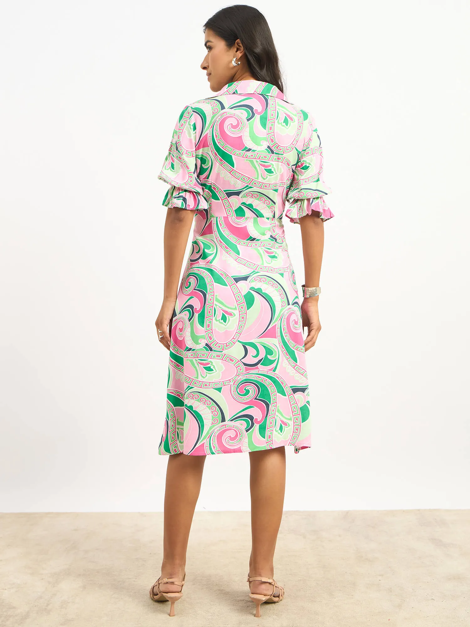 Melly V-Neck Shirt Dress - Multicolor