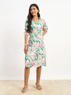 Melly V-Neck Shirt Dress - Multicolor