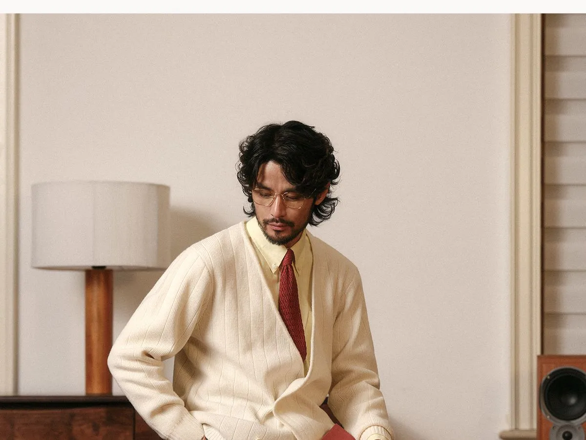 Merino Wool Ribbed Cardigan