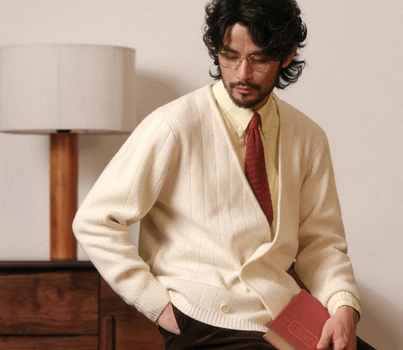 Merino Wool Ribbed Cardigan