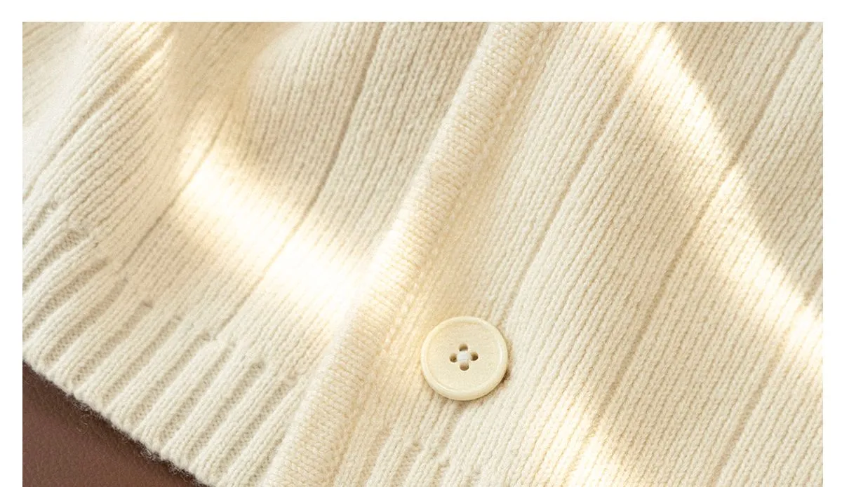 Merino Wool Ribbed Cardigan