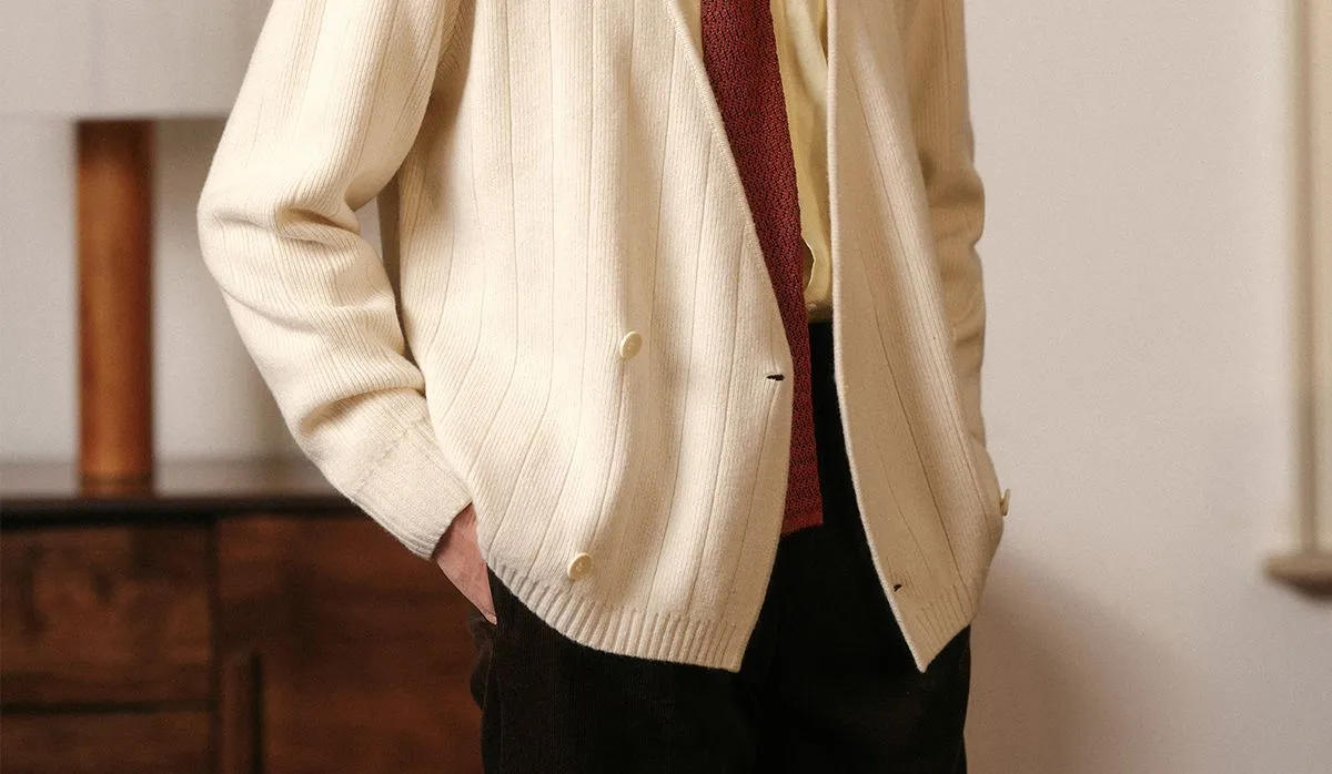 Merino Wool Ribbed Cardigan