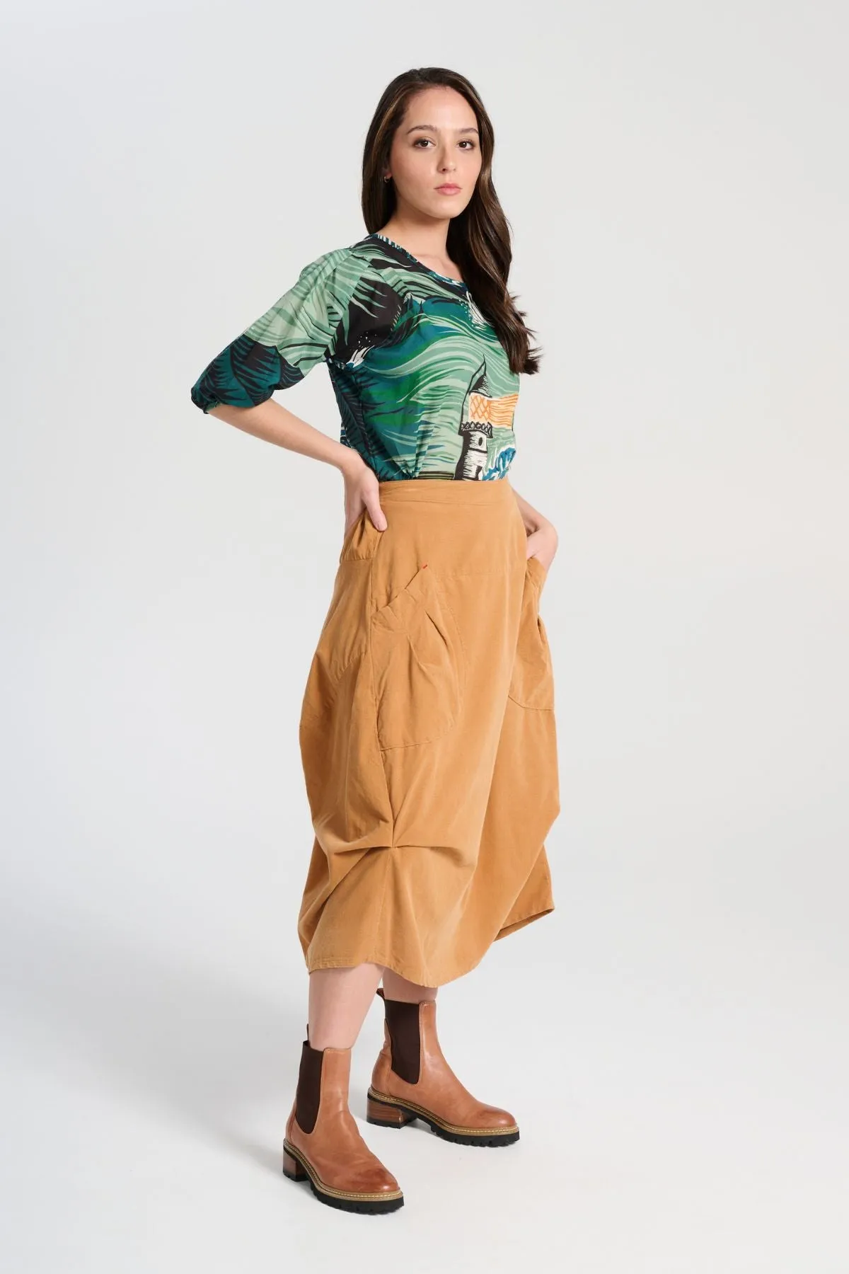 Milwaukee Marlowe Skirt Mustard in Fine Cord