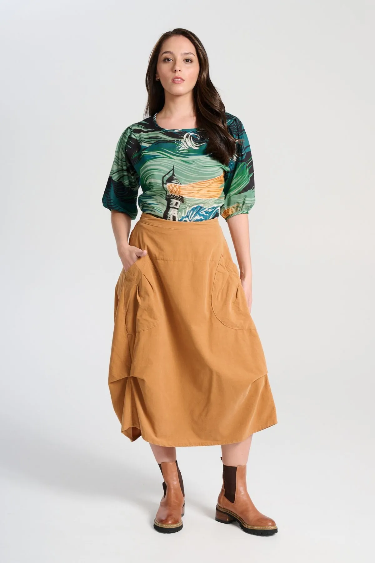 Milwaukee Marlowe Skirt Mustard in Fine Cord