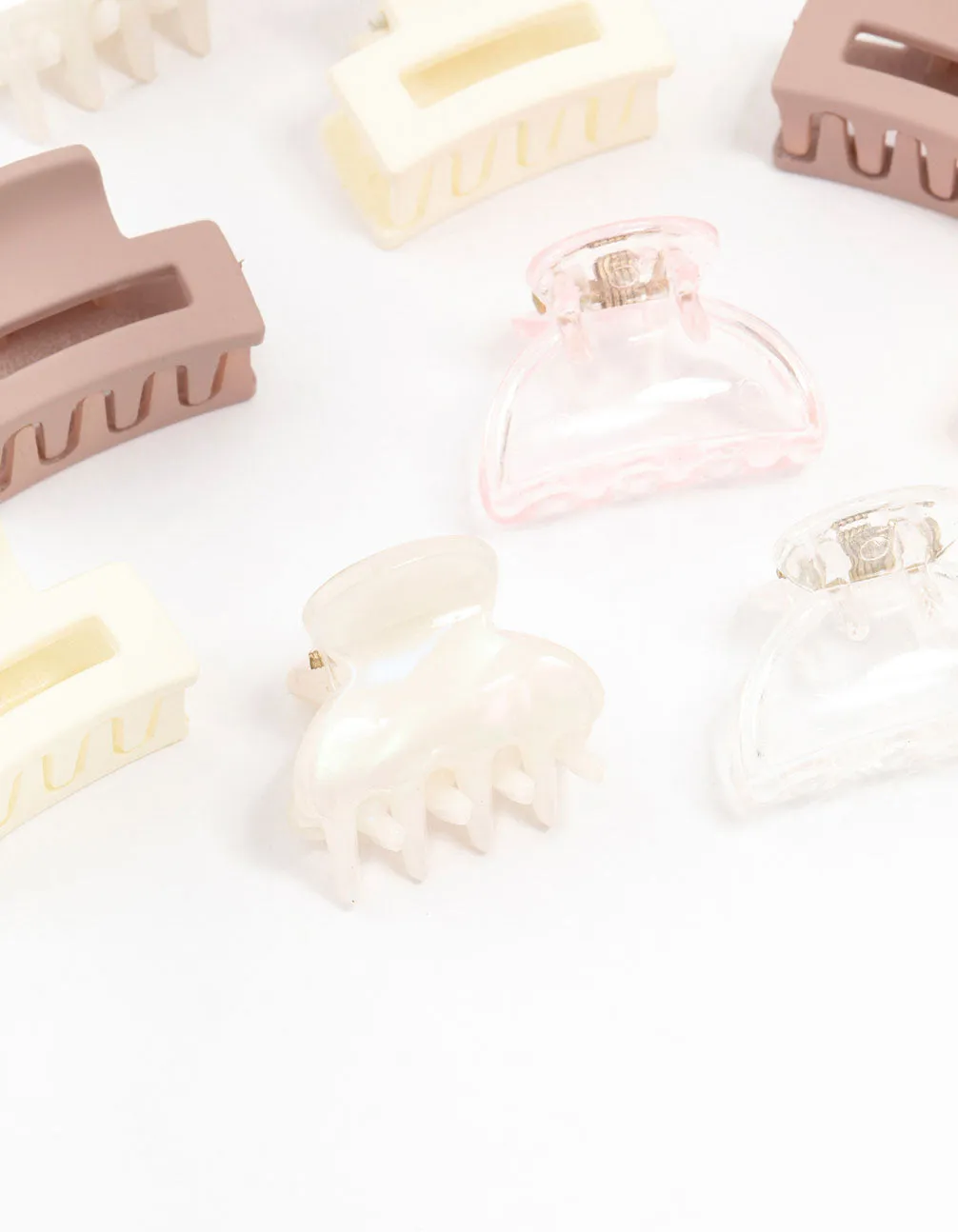 Mini Blush & Ivory Hair Claw Clips 12-Pack