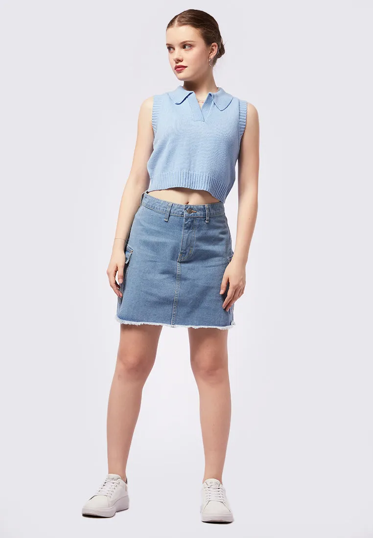 Mini Cargo Denim Skirt