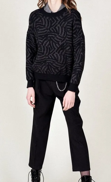 Molly Bracken Dark Grey Zebra Sweater