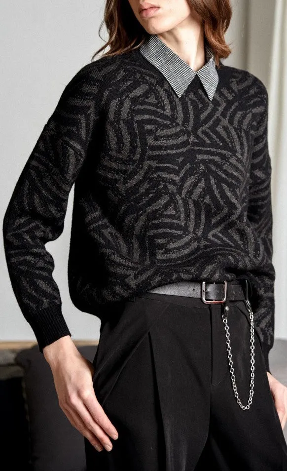 Molly Bracken Dark Grey Zebra Sweater