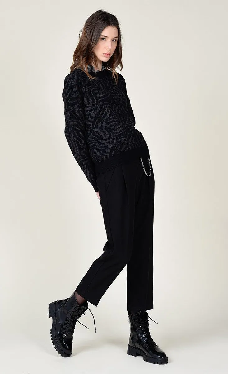 Molly Bracken Dark Grey Zebra Sweater