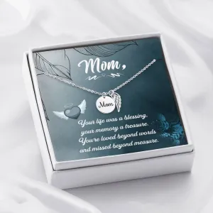Mom Remembrance, Your memory is a blessing-Angel Wing Necklace