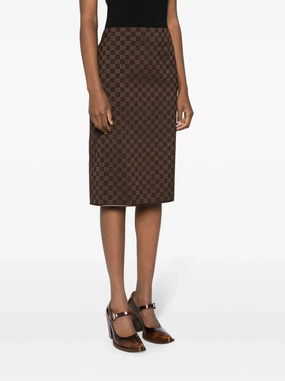 Monogram Pattern Pencil Skirt
