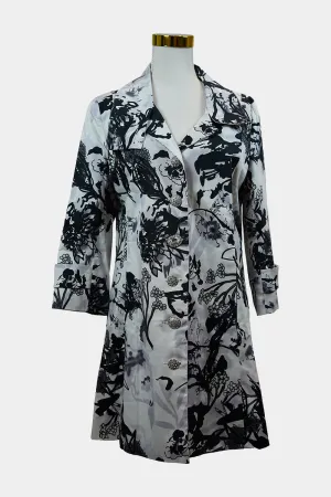 Motto Inc White, Black, Lavender Floral Long Blazar