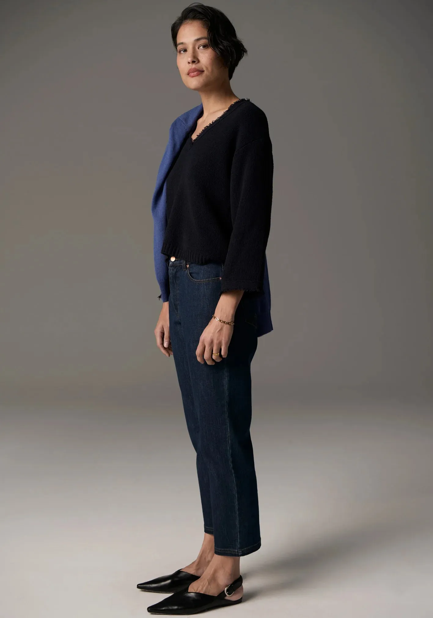 Nara Fringe V Top - Ink