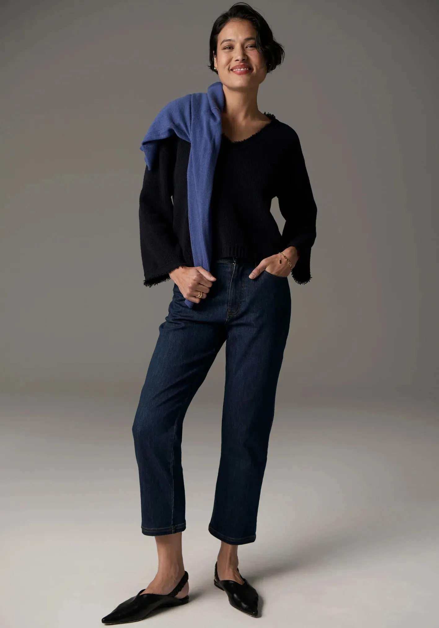 Nara Fringe V Top - Ink
