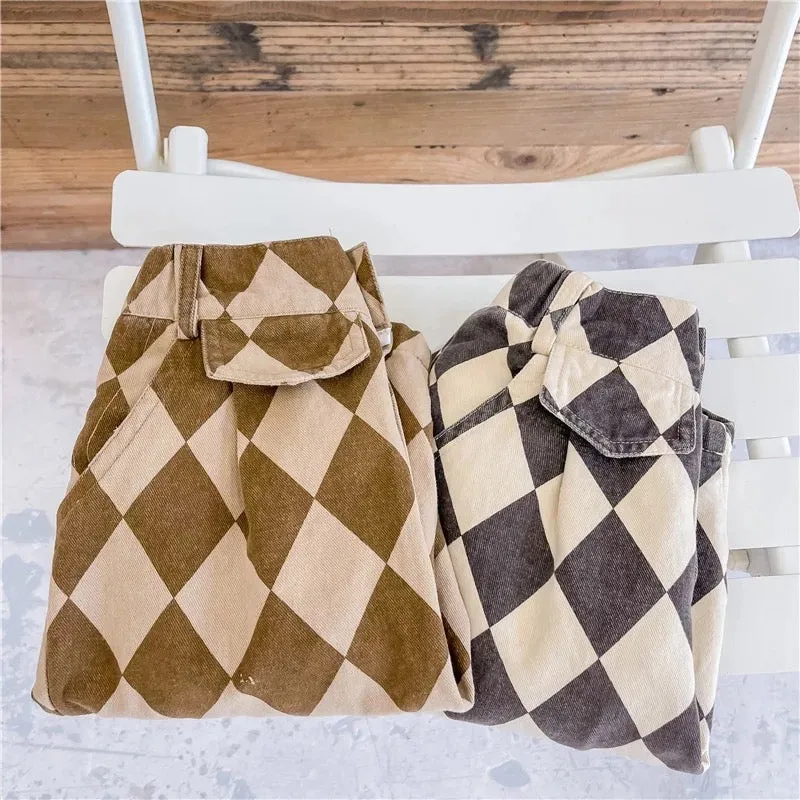 Neve Diamond Checkerboard Jeans (Mocha)