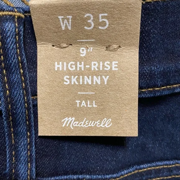 NEW Madewell 9” High-Rise Skinny Jeans Dark Blue
