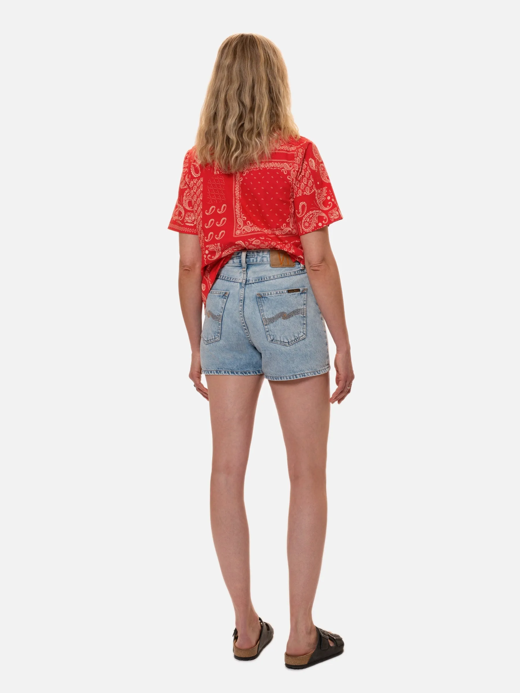 【Nudie Jeans】Maeve Shorts Sunny Blue / 天藍石洗 有機棉 女款寬鬆短版短褲