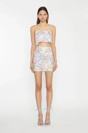 Painted Multi-Floral Open Back Crop-Top