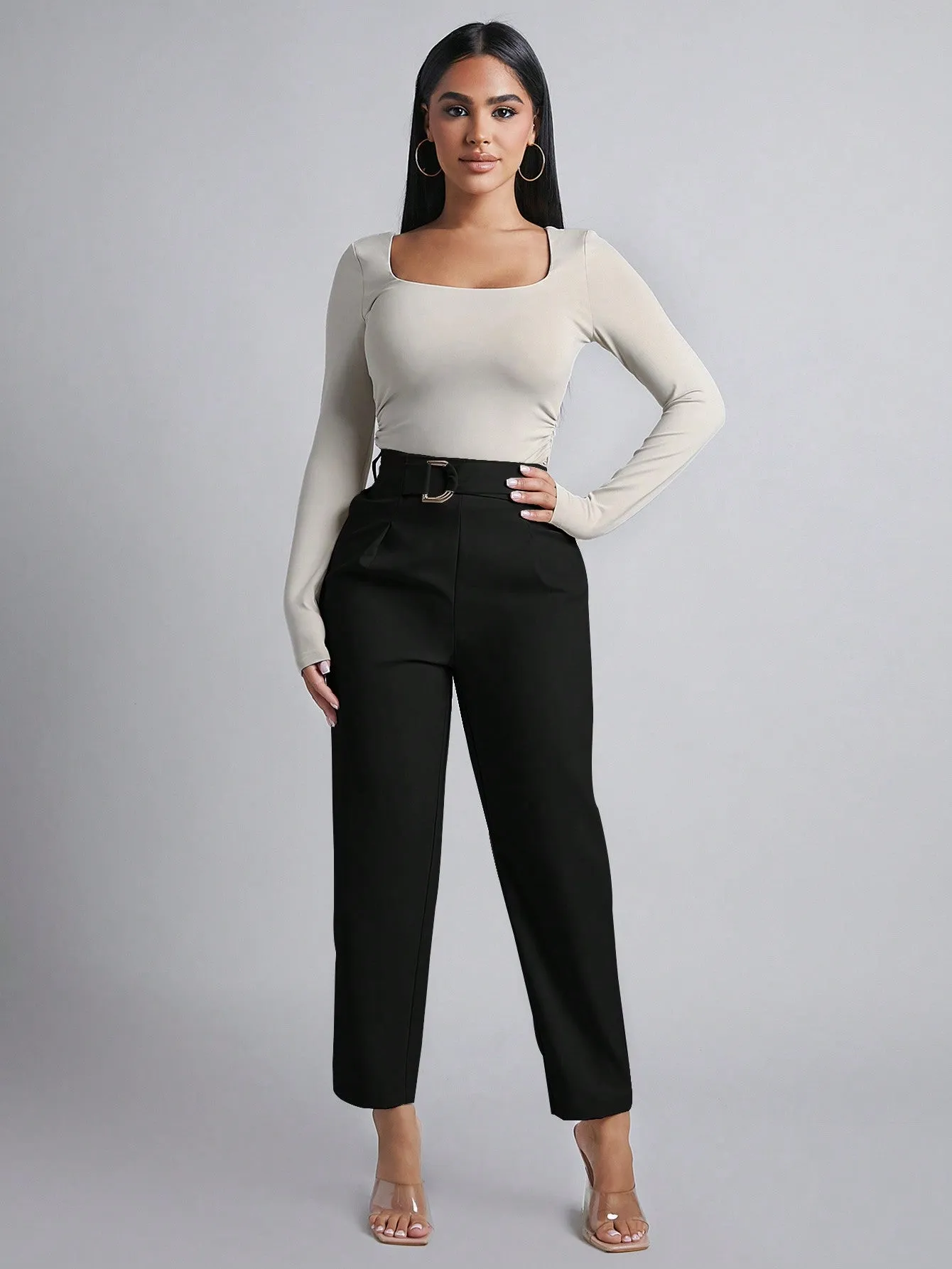 Pantalones Plisados con Cinturón Alto - Cherry Vibes CR