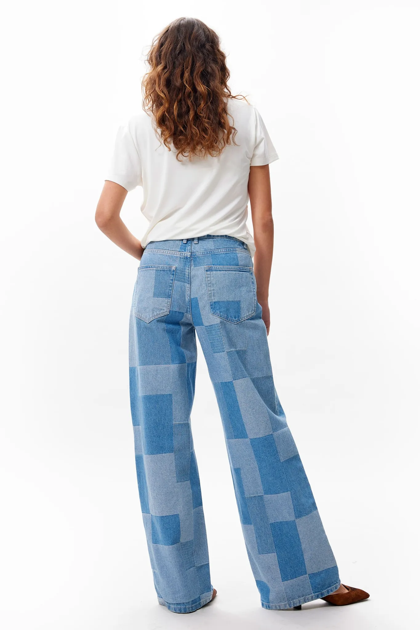 PATCHWORK LOOSE FIT JEANS - BLUE
