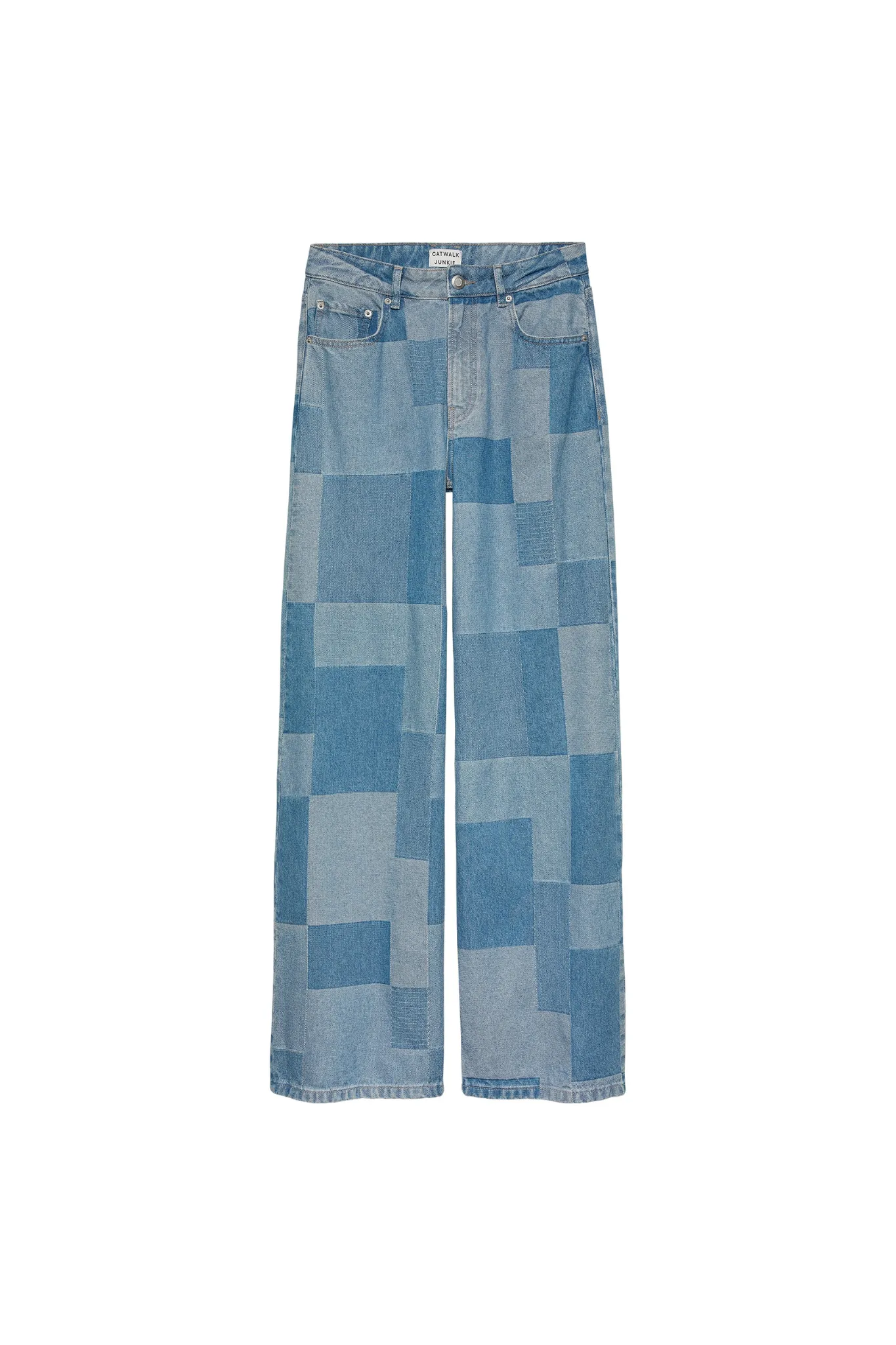 PATCHWORK LOOSE FIT JEANS - BLUE