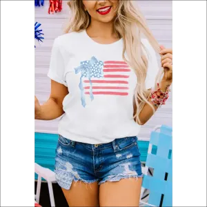 Patriotic Bow Knot White Tee