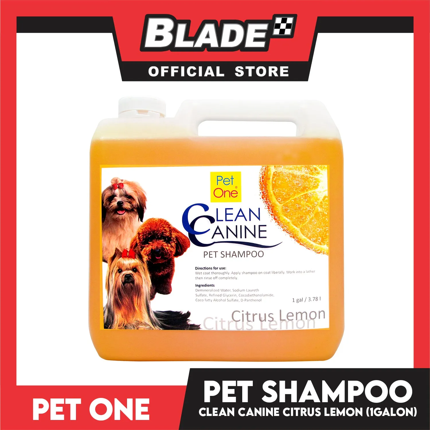 Pet One Clean Canine Pet Shampoo 1 Gallon 3.78 Liters (Citrus Lemon Scent)