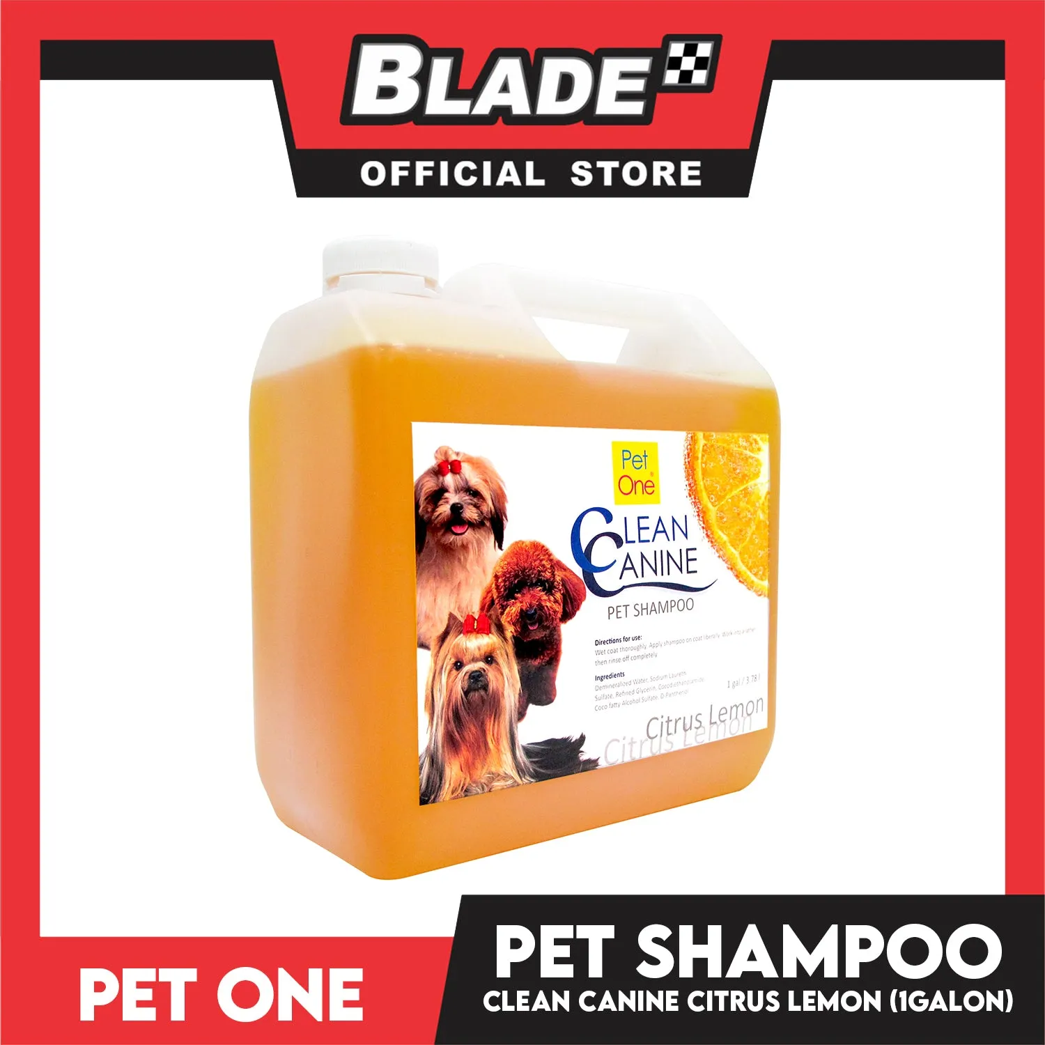 Pet One Clean Canine Pet Shampoo 1 Gallon 3.78 Liters (Citrus Lemon Scent)