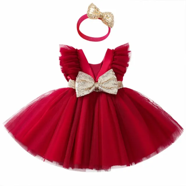 Petal Toddler Baby Girl Infant Princess Lace Tutu Dress Baby Girl Wedding Dress Kids Party Vestidos for Baby 1 Years birthday