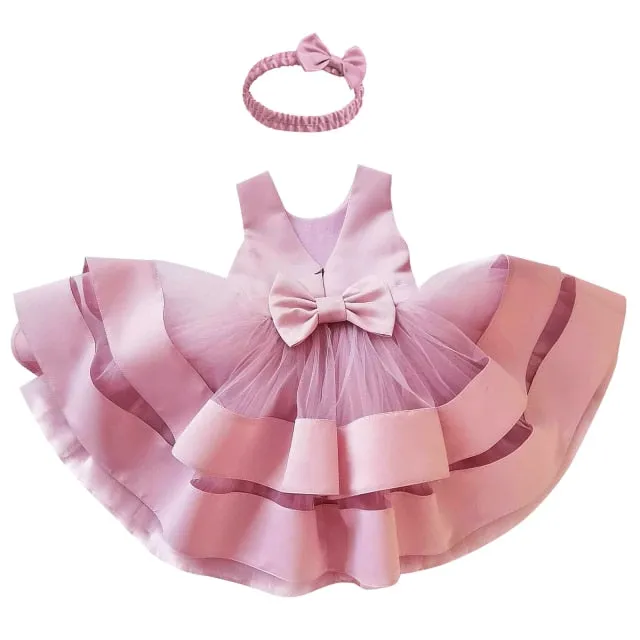 Petal Toddler Baby Girl Infant Princess Lace Tutu Dress Baby Girl Wedding Dress Kids Party Vestidos for Baby 1 Years birthday
