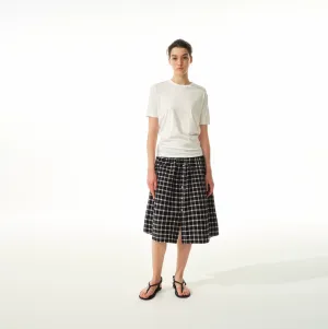Plaid Button-Down Midi Skirt