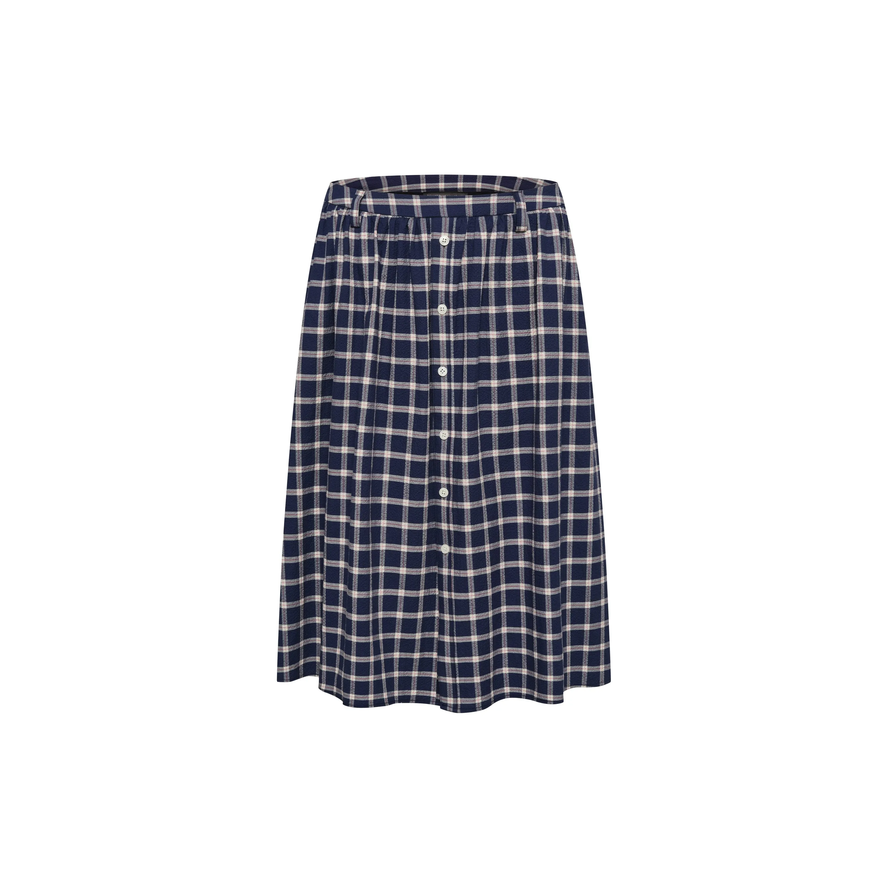 Plaid Button-Down Midi Skirt
