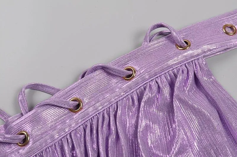 POPPY PURPLE LACE UP BANDAGE MINI DRESS