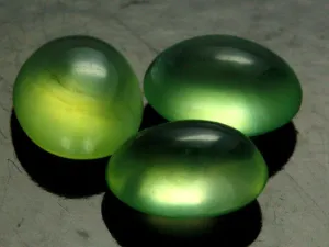 Prehnite Cabochons, 9.21 Total Carat, Green, Top Notch, Parcel of 3, Translucent