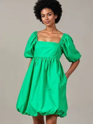 Puff Sleeve Square Neck Bubble Shift Mini Dress