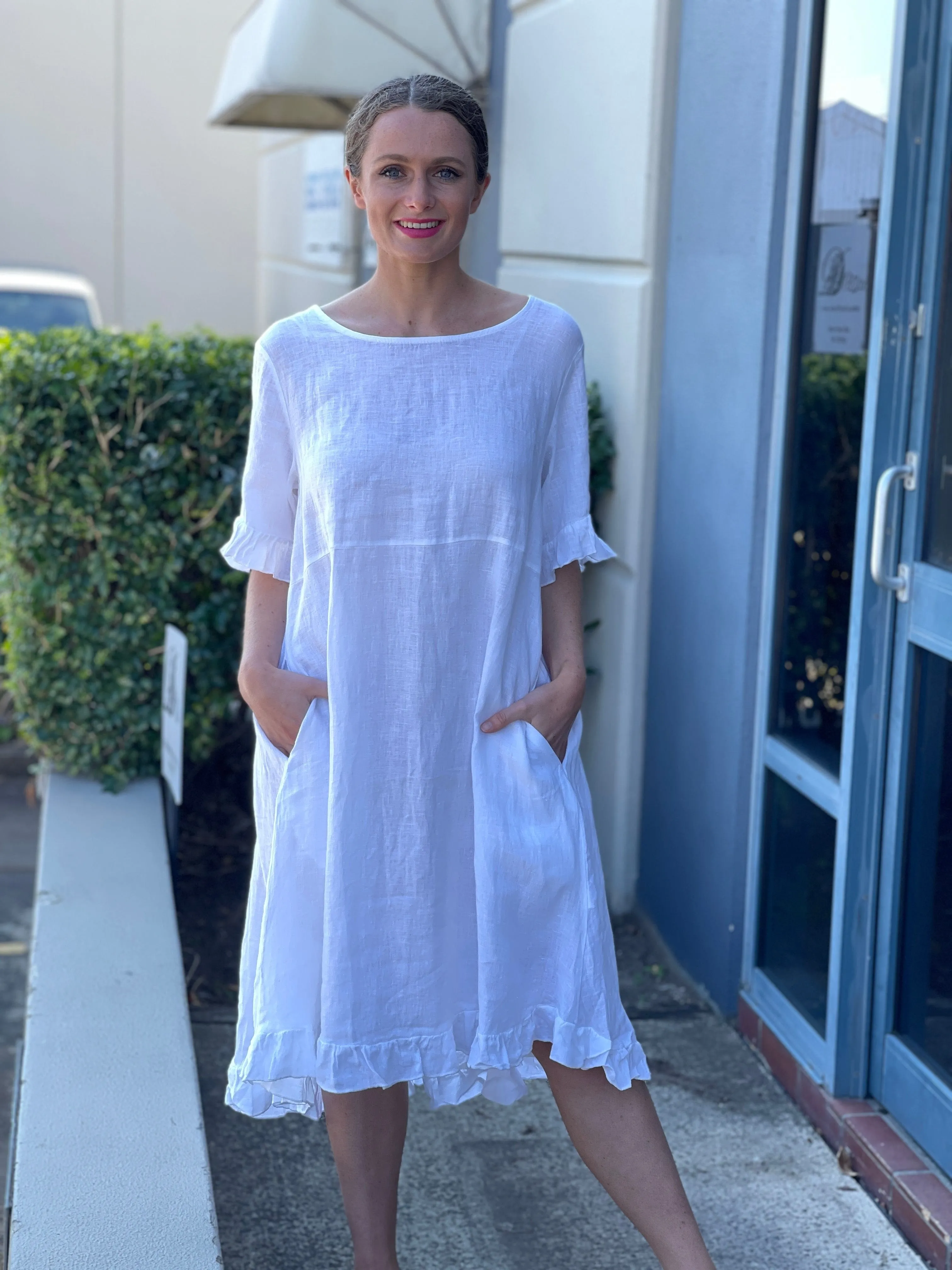 Quade White Linen Dress