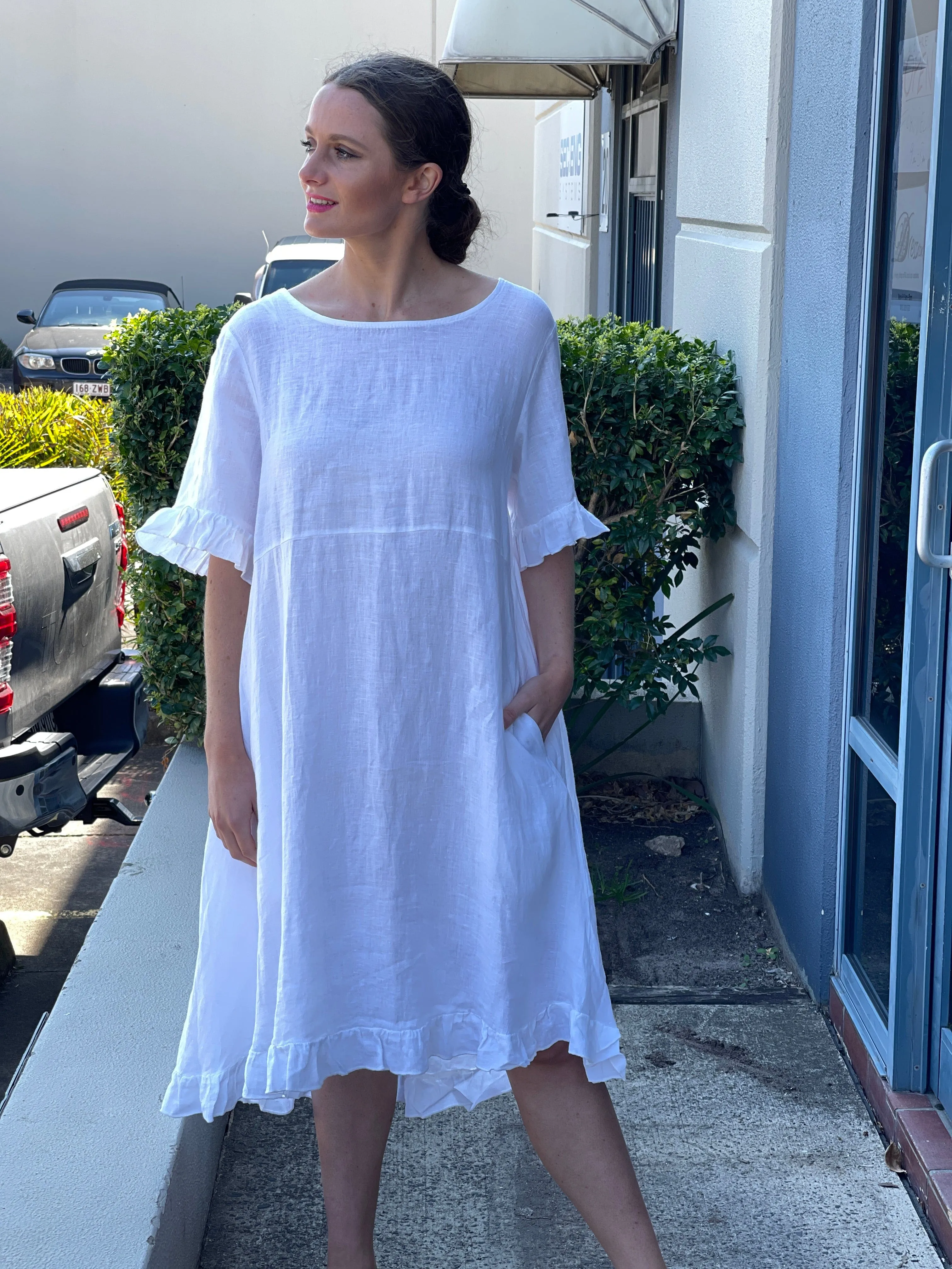 Quade White Linen Dress