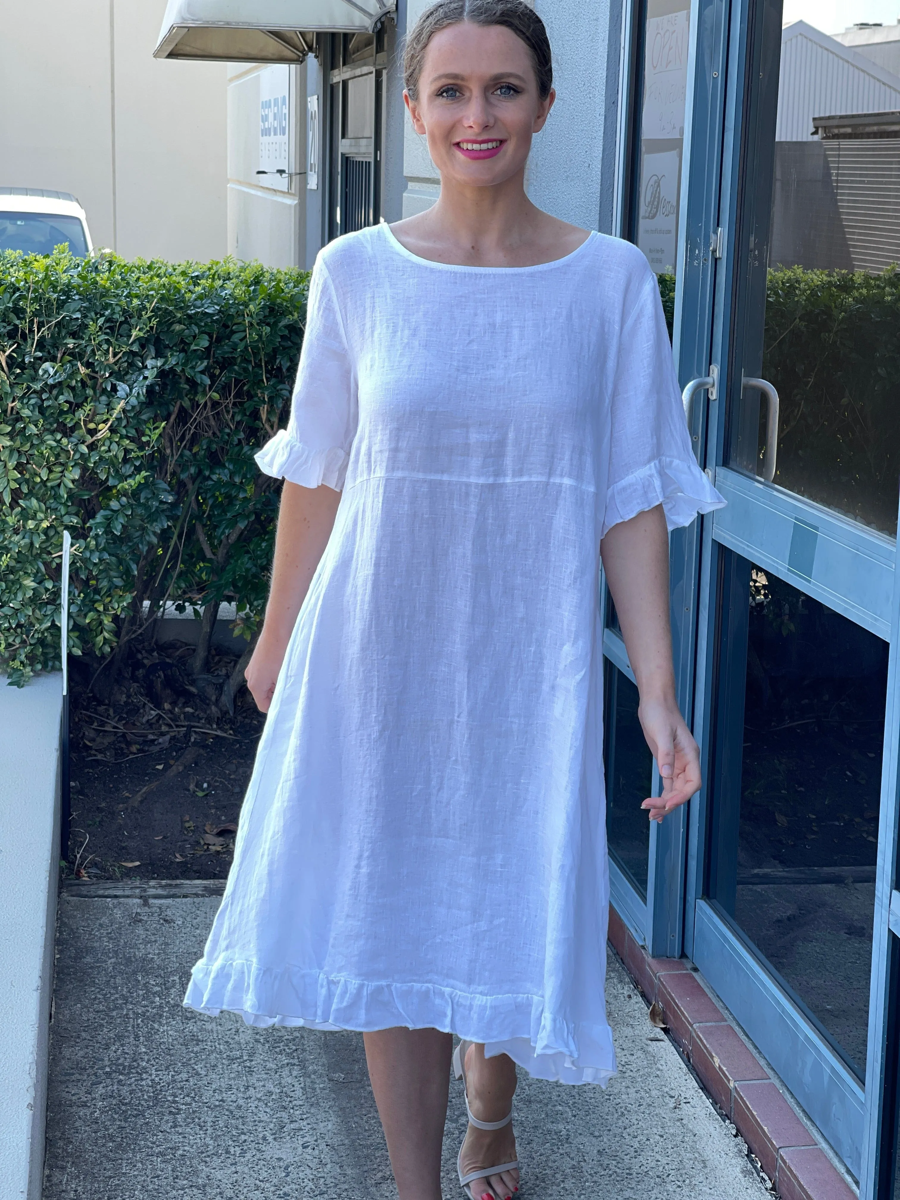 Quade White Linen Dress