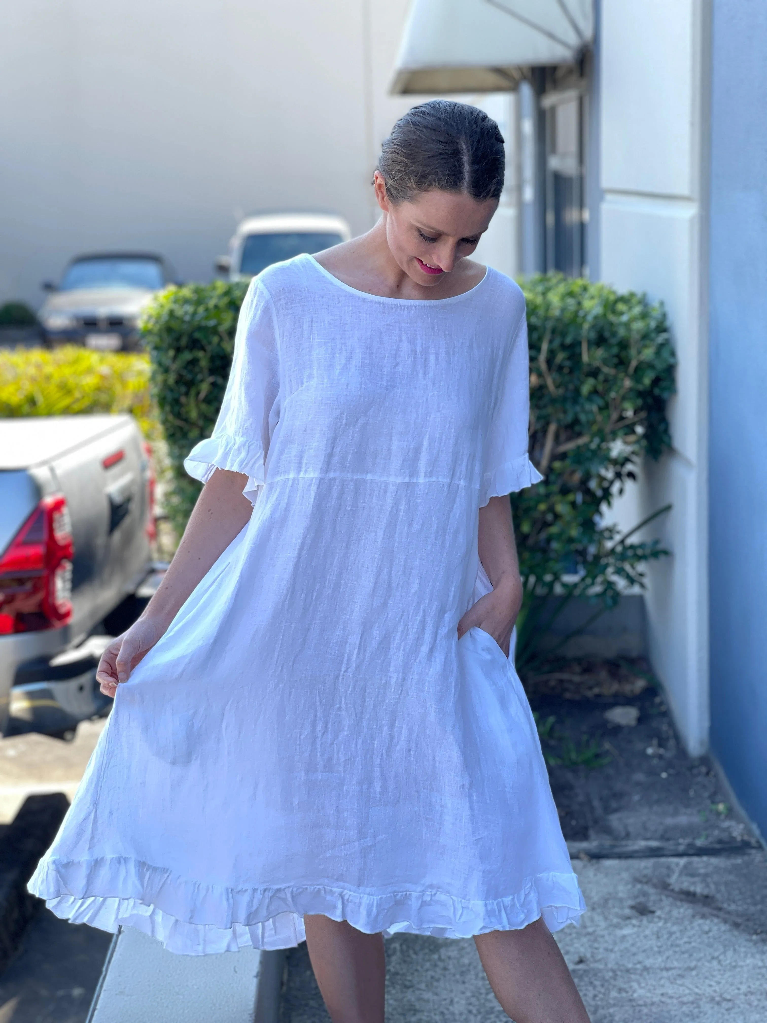 Quade White Linen Dress