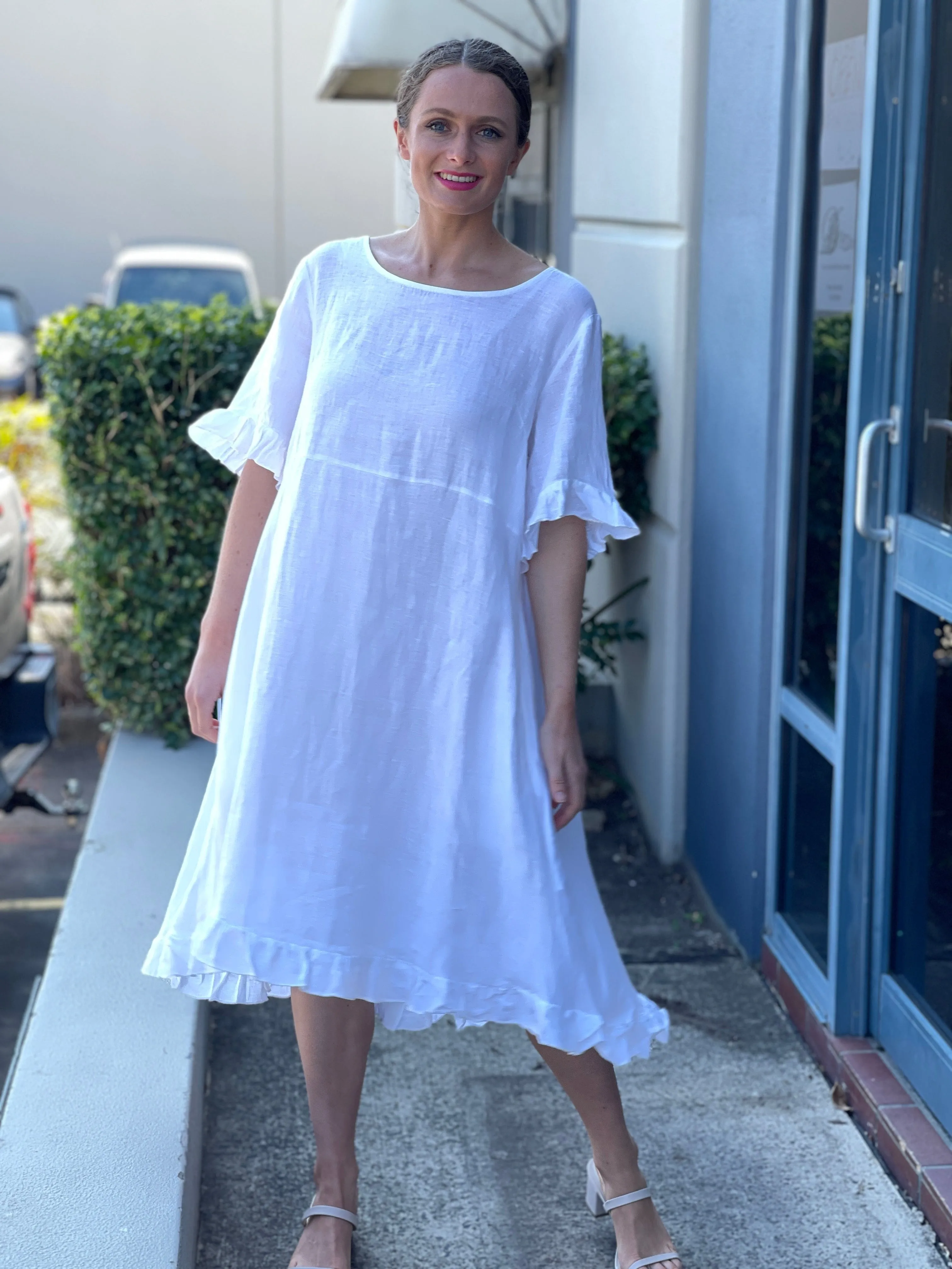 Quade White Linen Dress