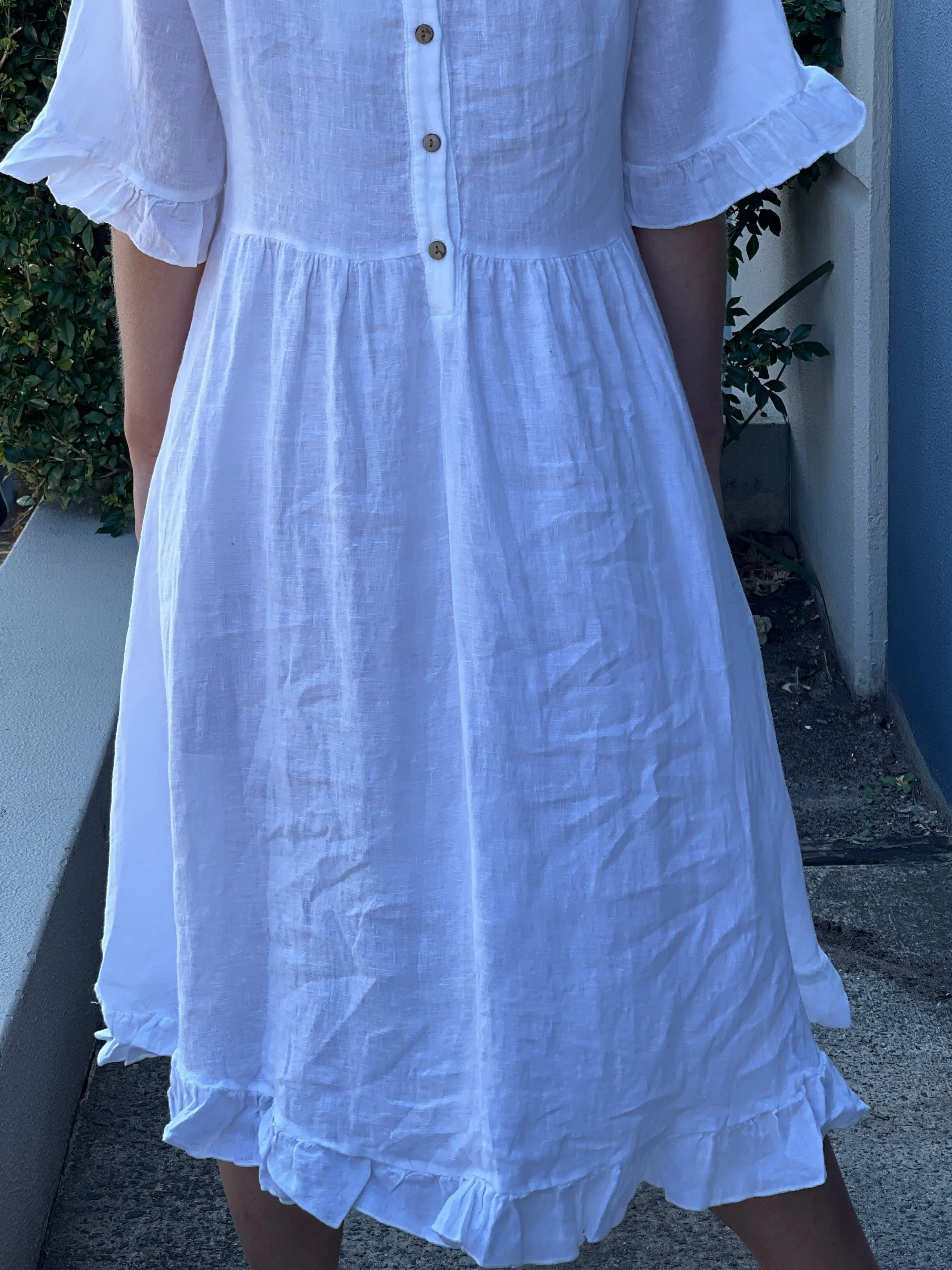 Quade White Linen Dress